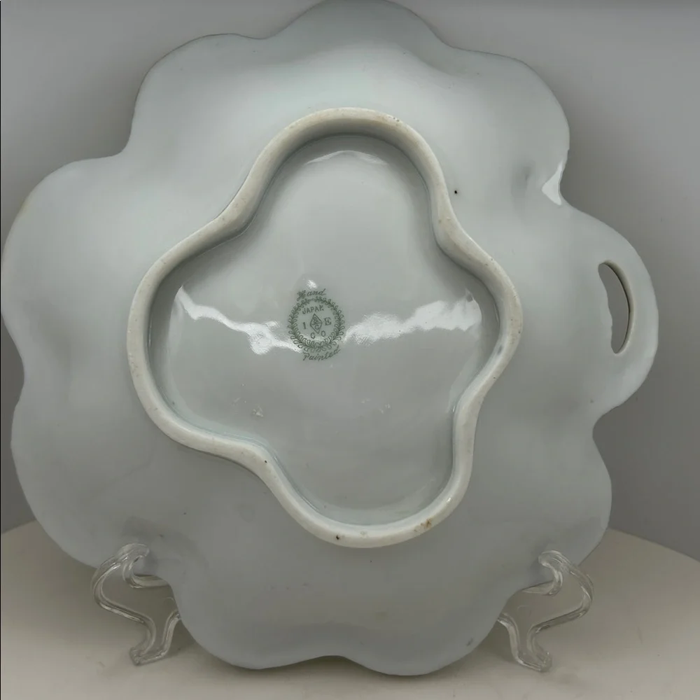 I.E. & C. Co. Hand‎ Painted Daisy Moriage Gold Gilt Scalloped Serving Bowl Vtg
